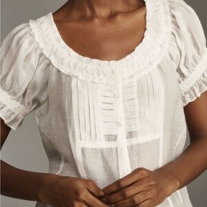 Pilcro White Ruffled Blouse